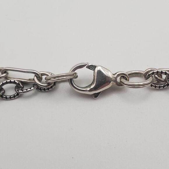 925 Sterling Silver Double Strand Dangling Pearl, Pink & Green Quartz Necklace - Picture 5 of 6